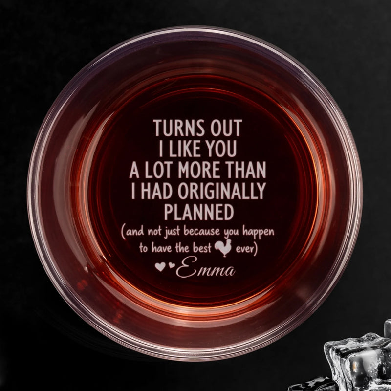 Custom Name Funny Romantic Gift for Partner - Personalized Bottom & Side Engraved Whiskey Glass