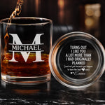 Custom Name Funny Romantic Gift for Partner - Personalized Bottom & Side Engraved Whiskey Glass
