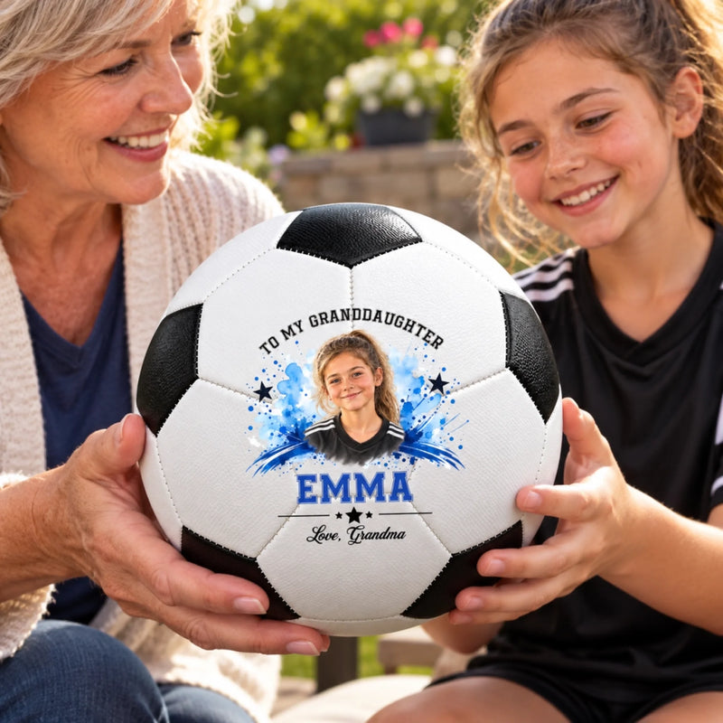 Custom Photo Name Soccer Gifts for Kids - Personalized Soccer Ball