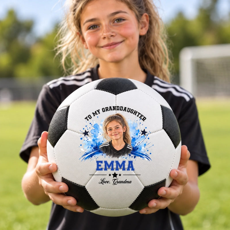 Custom Photo Name Soccer Gifts for Kids - Personalized Soccer Ball