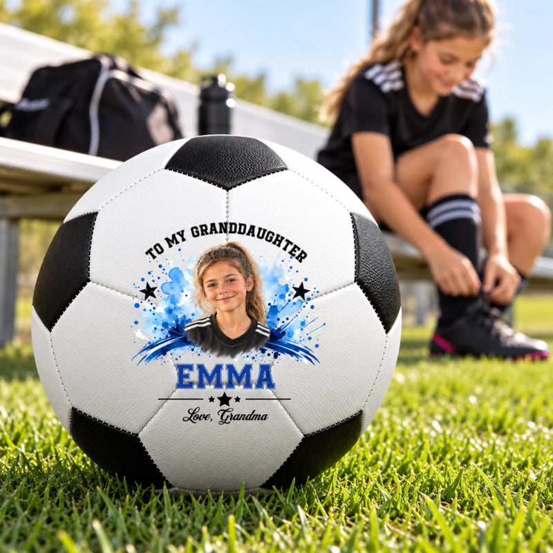 Custom Photo Name Soccer Gifts for Kids - Personalized Soccer Ball