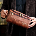 Custom Name Men's Grooming Gift - Personalized Engraved Leather Toiletry Bag