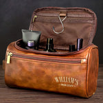 Custom Name Men's Grooming Gift - Personalized Engraved Leather Toiletry Bag