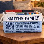 Custom Family Name Game Night Gifts for Families - Personalized Storage Basket