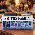 Custom Family Name Game Night Gifts for Families - Personalized Storage Basket
