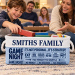 Custom Family Name Game Night Gifts for Families - Personalized Storage Basket