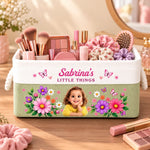 Custom Photo Floral Gifts for Girls - Personalized Storage Basket - Little Things