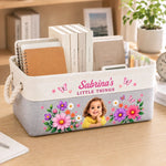 Custom Photo Floral Gifts for Girls - Personalized Storage Basket - Little Things