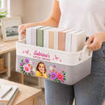 Custom Photo Floral Gifts for Girls - Personalized Storage Basket - Little Things