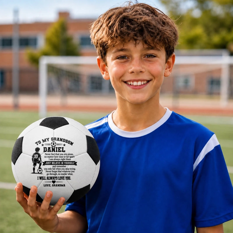 Custom Name Soccer Motivation Gifts For Grandson - Personalized Soccer Ball - Keep Chasing Your Dreams