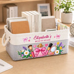 Custom Name Beauty Stash Gifts for Women - Personalized Storage Basket - Beauty Stash