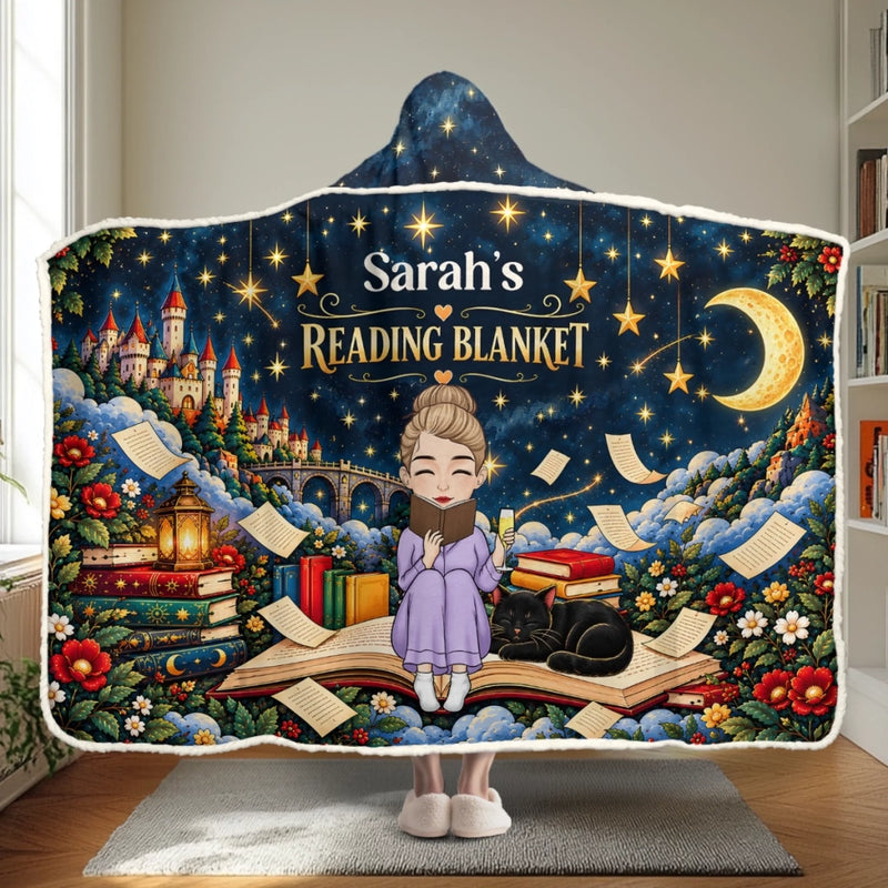 Custom Name Fantasy Reading Gifts for Book Lovers - Personalized Wearable Blanket Hoodie - Between Pages