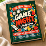 Custom Family Name Game Night Gifts - Personalized Hardcover Journal - Score Book