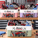 Custom Name Garage Truck Gear Decor - Personalized Storage Basket - Fueled By Grit And Grease