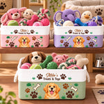 Custom Name Dog Treats And Toys Gifts For Dog Lovers - Personalized Photo Storage Basket - Spoiled With Love And Snacks