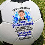 Custom Photo Inspirational Gifts For Grandsons - Personalized Soccer Ball - Every Challenge Makes You Stronger
