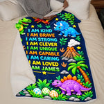 Custom Name Dinosaur Affirmation Gifts for Kids - Personalized Blanket - Unique