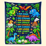 Custom Name Dinosaur Affirmation Gifts for Kids - Personalized Blanket - Unique