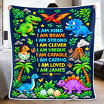 Custom Name Dinosaur Affirmation Gifts for Kids - Personalized Blanket - Unique