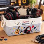 Custom Name Music Gear Gifts For Musicians - Personalized Storage Basket - Life Is Better With Music