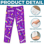 Custom Name Art Supplies Gifts for Girls - Personalized Pajama Pants - Rainbow