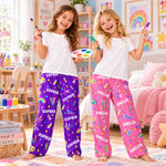 Custom Name Art Supplies Gifts for Girls - Personalized Pajama Pants - Rainbow