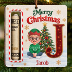 Custom Name Christmas Cash Holder for Kids - Personalized Wooden Money Holder Ornament - Buck Full Of Joy