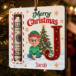 Custom Name Christmas Cash Holder for Kids - Personalized Wooden Money Holder Ornament - Buck Full Of Joy