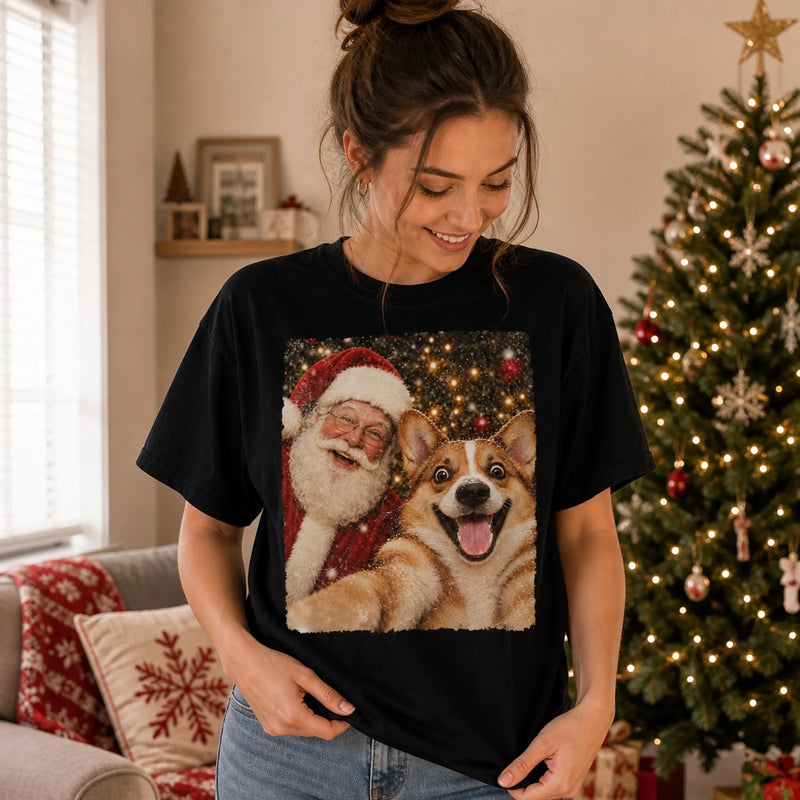 Custom Funny Santa Christmas Gifts for Dog Lovers - Personalized Comfort T-Shirt - Paws, Santa