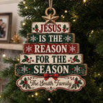 Custom Name Jesus Christmas Family Gifts - Personalized Wooden Ornament