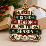 Custom Name Jesus Christmas Family Gifts - Personalized Wooden Ornament