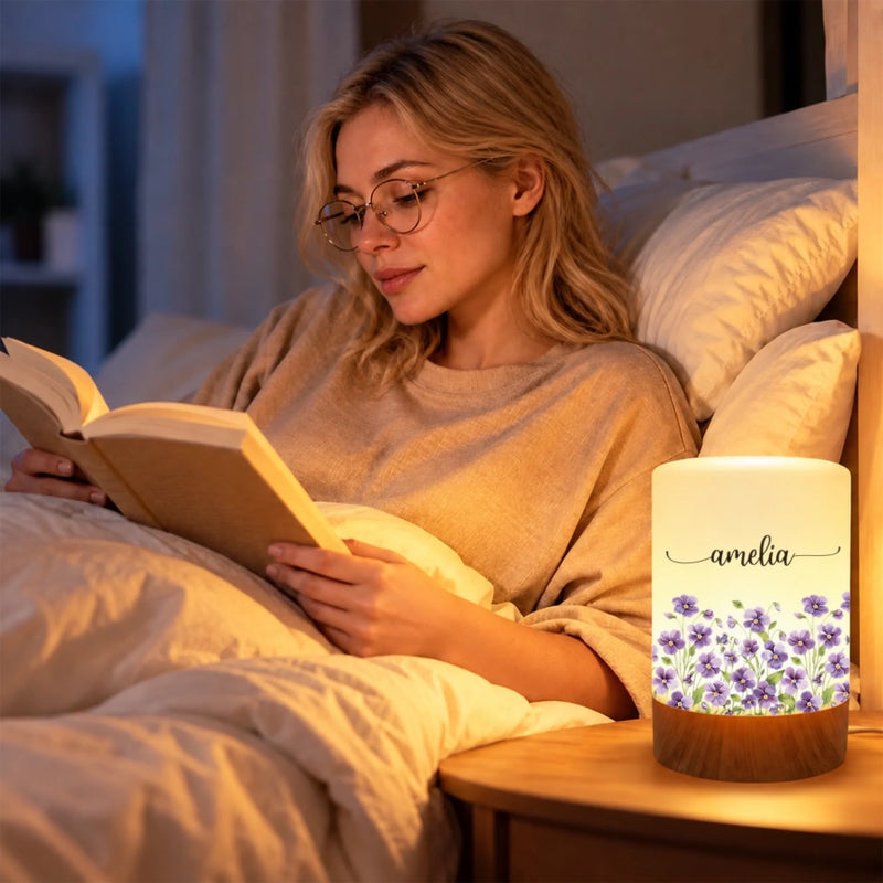 Custom Name Floral Decor - Personalized Dimmable Touch Night Light - A Glow Full Of Grace
