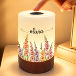 Custom Name Floral Decor - Personalized Dimmable Touch Night Light - A Glow Full Of Grace