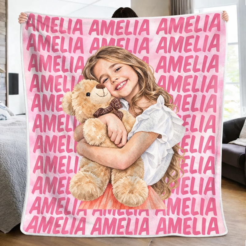 Custom Photo Name Gifts for Kids - Personalized Blanket - Sweet Dream