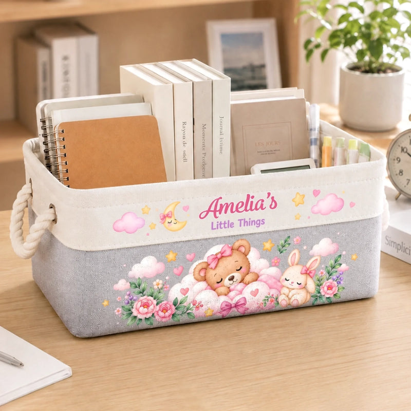 Custom Name Cute Kids Toy Storage Gifts - Personalized Storage Basket - Where Sweet Dreams Begin