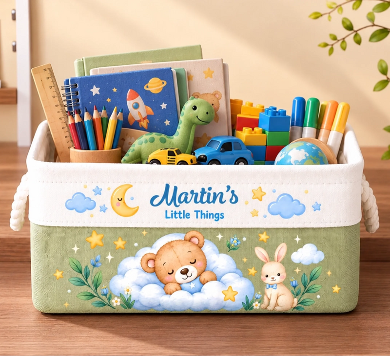 Custom Name Cute Kids Toy Storage Gifts - Personalized Storage Basket - Where Sweet Dreams Begin