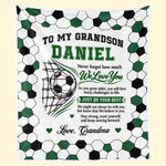 Custom Name Soccer Gifts For Grandson - Personalized Blanket - Stay Strong And Never Give Up