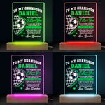 Custom Name Soccer Keepsakes For Grandson - Personalized Acrylic LED Light - Always By Your Side
