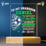Custom Name Soccer Keepsakes For Grandson - Personalized Acrylic LED Light - Always By Your Side