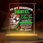 Custom Name Soccer Keepsakes For Grandson - Personalized Acrylic LED Light - Always By Your Side