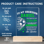 Custom Name Soccer Keepsakes For Grandson - Personalized Acrylic LED Light - Always By Your Side