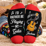 Custom Name Guitar Gifts for Music Lovers - Personalized Crew Socks - Guitar Players