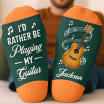 Custom Name Guitar Gifts for Music Lovers - Personalized Crew Socks - Guitar Players