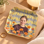Custom Photo Floral Gifts for Women - Personalized Jewelry Dish