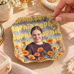 Custom Photo Floral Gifts for Women - Personalized Jewelry Dish