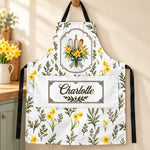 Custom Name Floral Kitchen Gifts for Women - Personalized Apron With Pocket