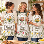 Custom Name Floral Kitchen Gifts for Women - Personalized Apron With Pocket