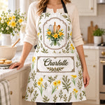 Custom Name Floral Kitchen Gifts for Women - Personalized Apron With Pocket