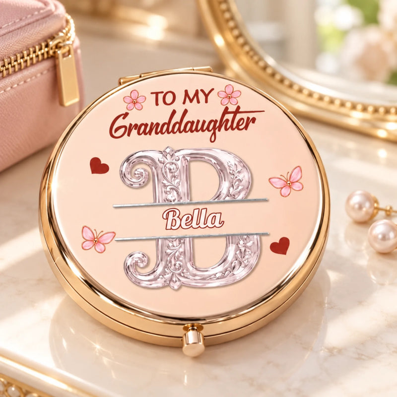 Custom Name Granddaughter Gifts - Personalized Compact Mirror
