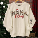 Custom Name Leopard Print Santa Claus Christmas Gifts for Family - Personalized Sweatshirt Design On Sleeve - Paint The Colors